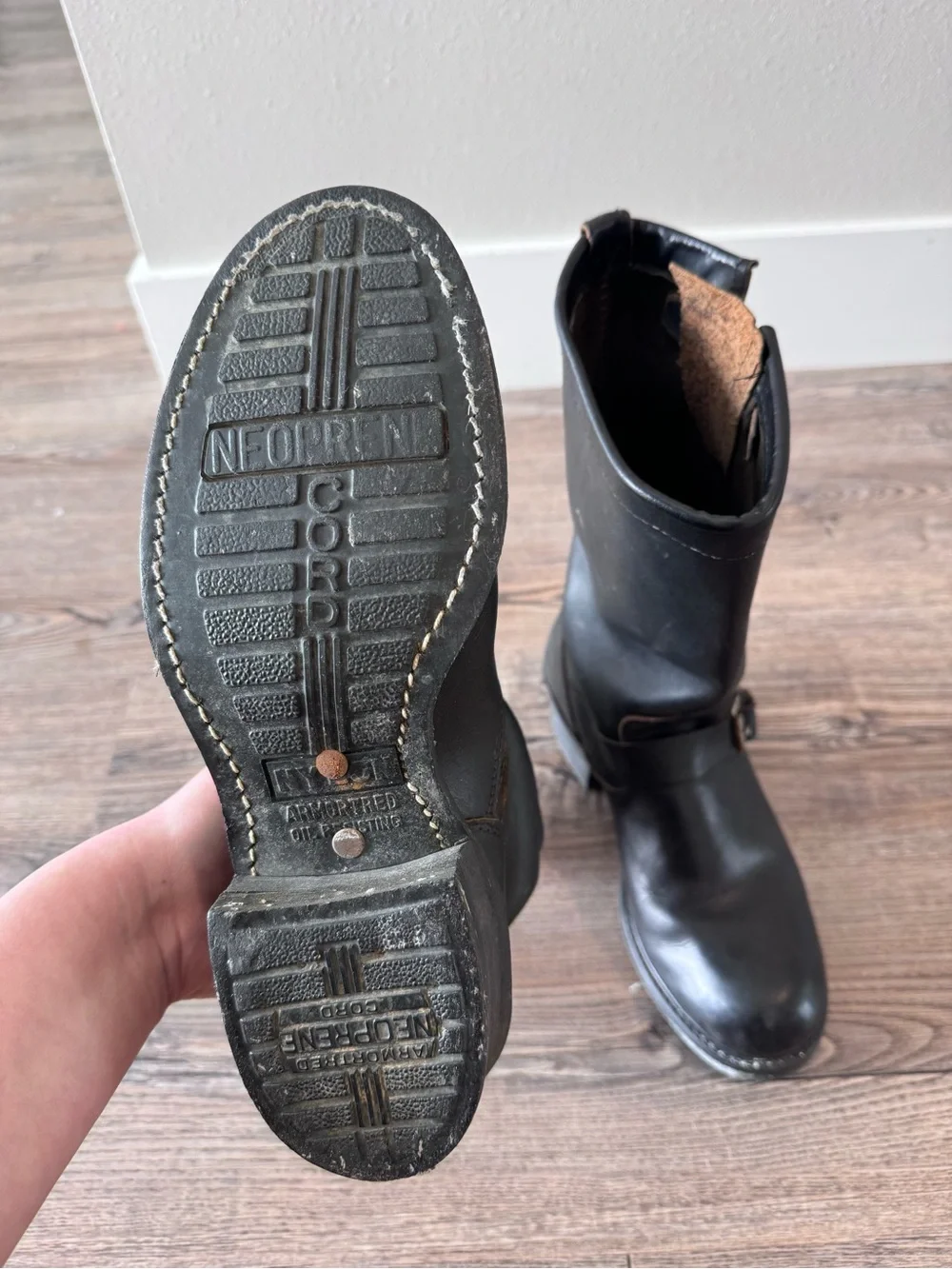 Vintage Black Leather Engineer Boots 8D Men’s fits like 9-9.5 Women’s